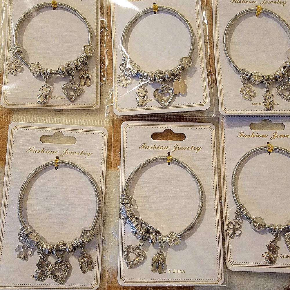 Silver Or Gold Stretch Charm Bracelet